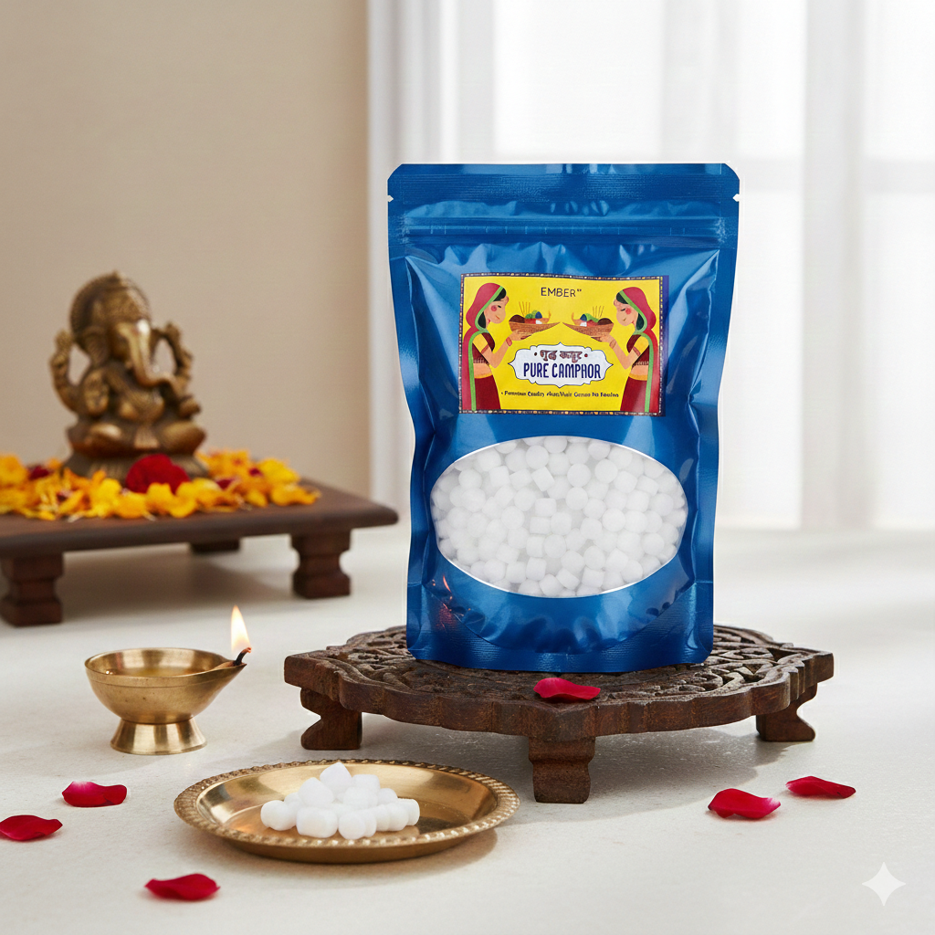 EMBER™ Pure Camphor Tablets Small Round | 100g–500g Pouch