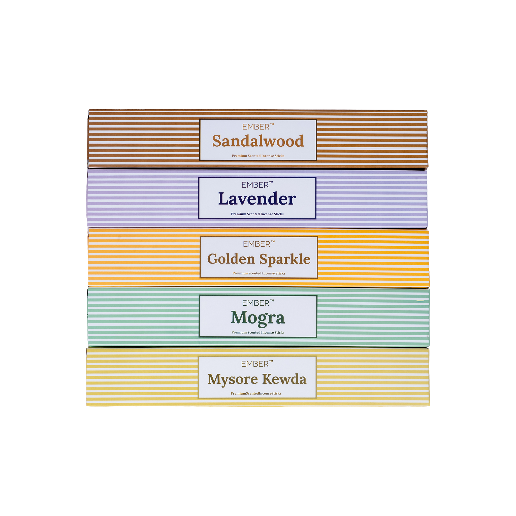 Premium Scented Agarbatti Variety Pack (5 Scents) | EMBER™ Scented Incense Sticks (75g)