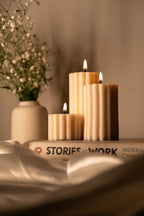EMBER™ Ribbed Pillar Soy Wax Candle | 5 inches