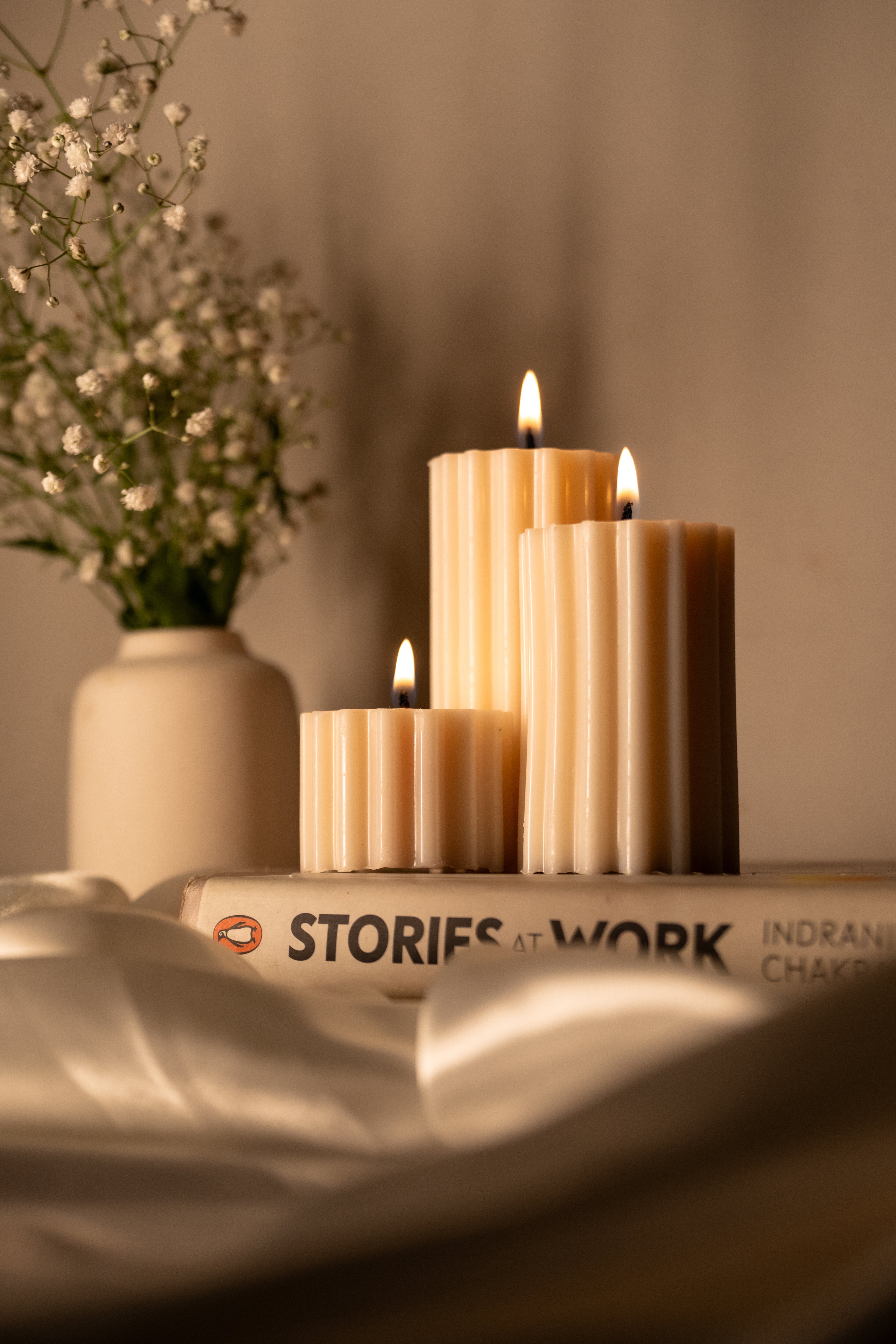 EMBER™ Ribbed Pillar Soy Wax Candle | 5 inches