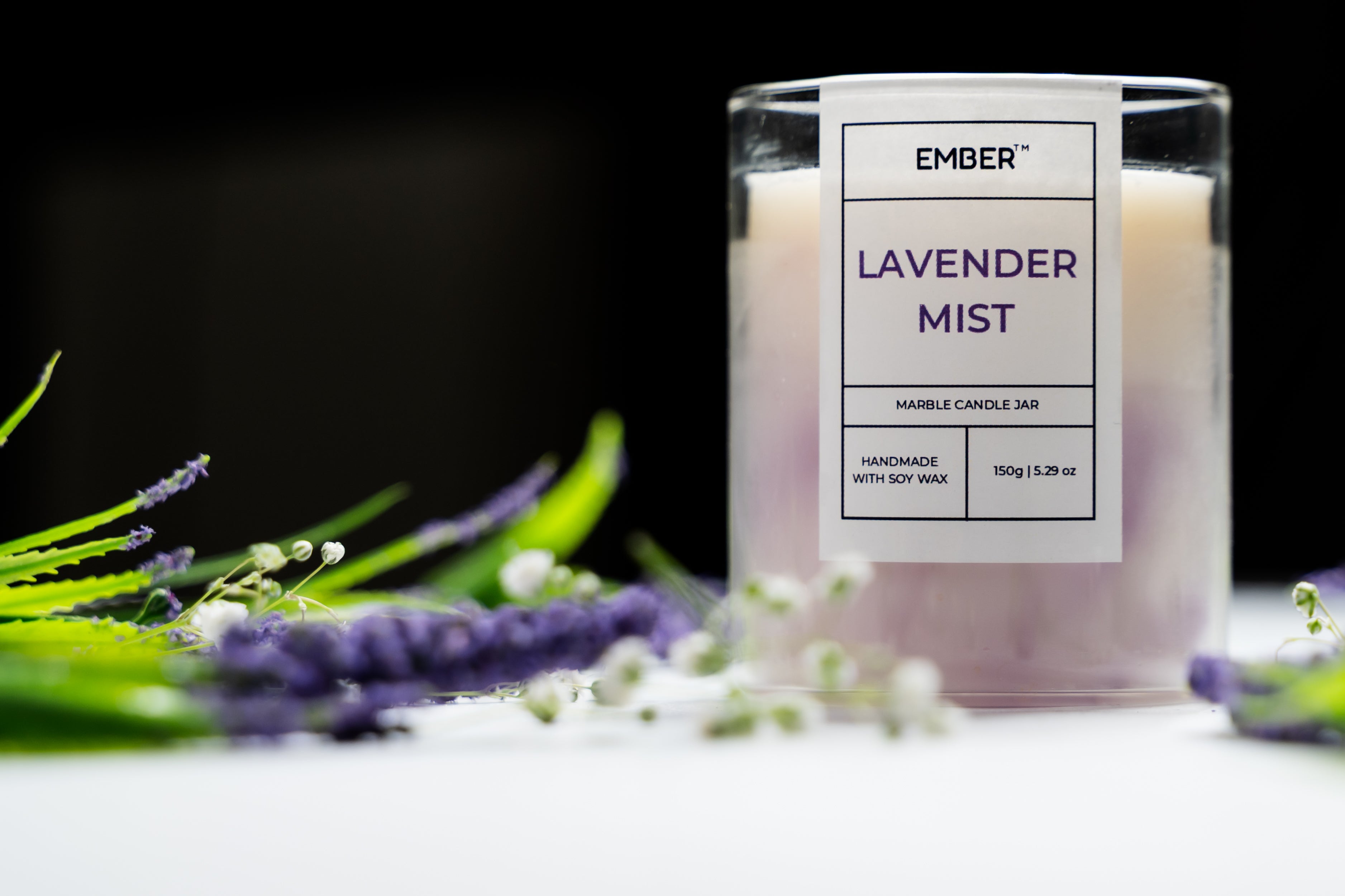Lavender Mist Marble Soy Wax Candle | EMBER™ Marble Mystique