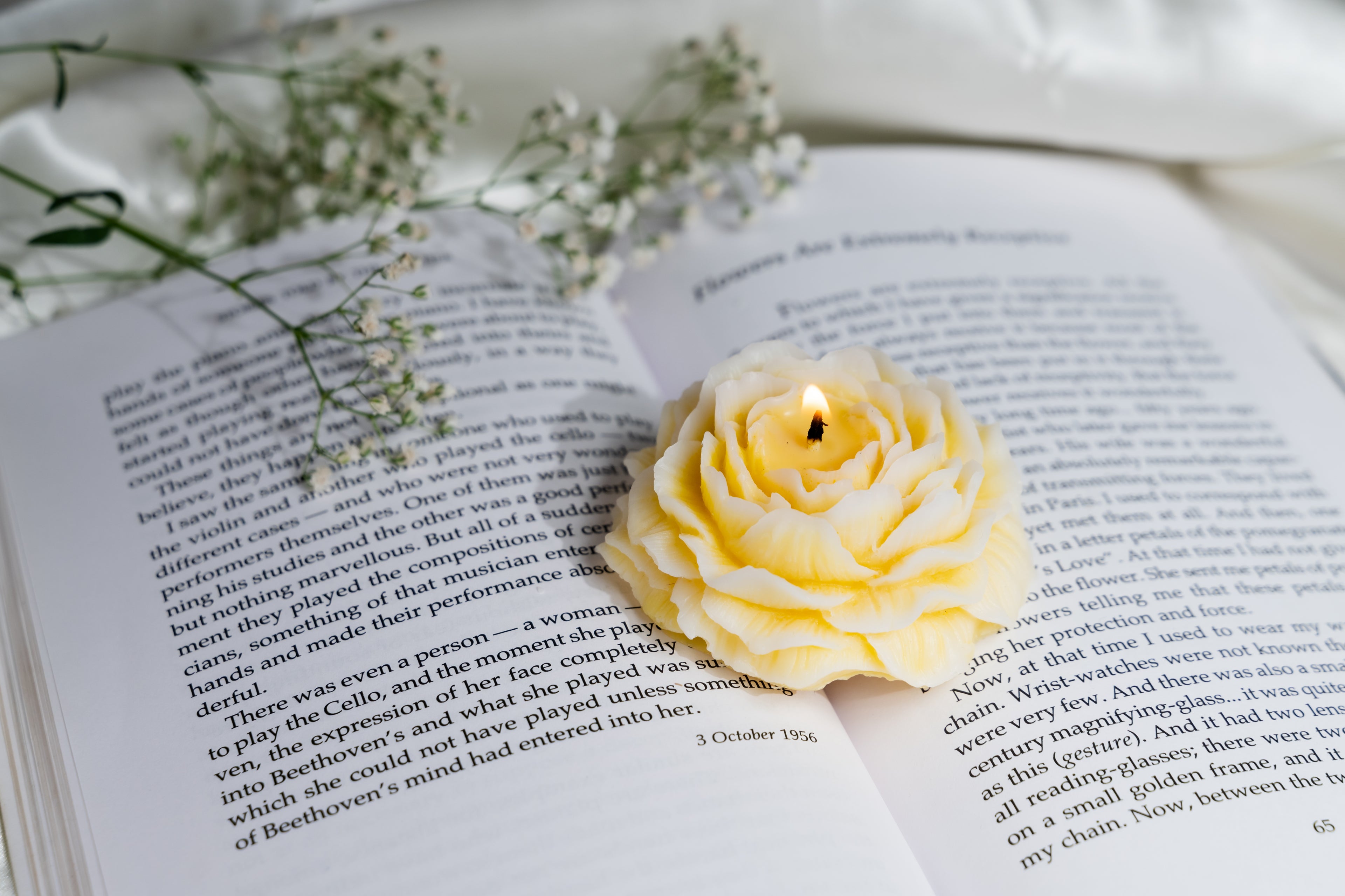 EMBER™ Painter’s Peony Candle | Yellow Orange-Blossom Scented Floral Decorative Candle