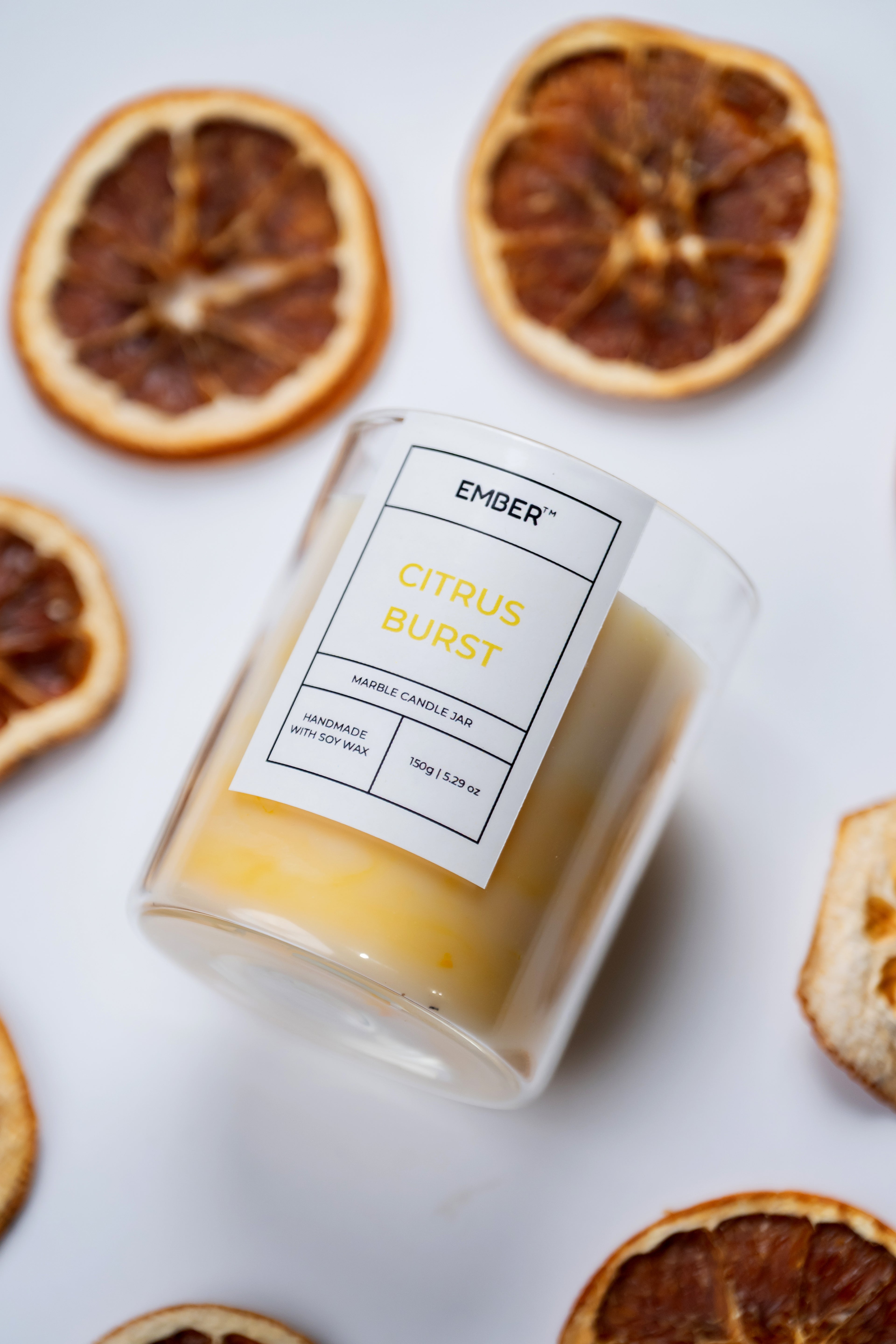Citrus Burst Marble Soy Wax Candle | EMBER™ Marble Mystique