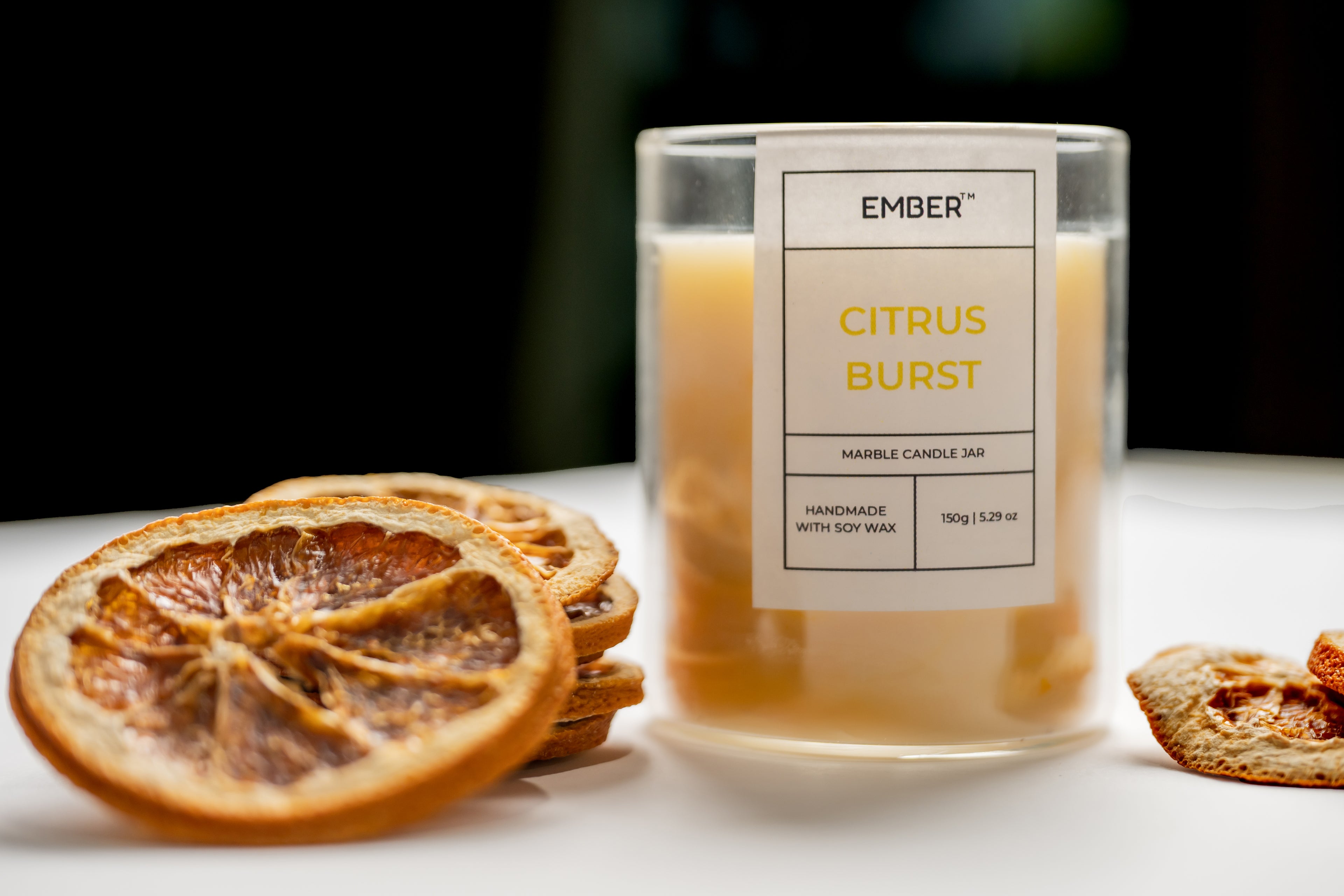 Citrus Burst Marble Soy Wax Candle | EMBER™ Marble Mystique