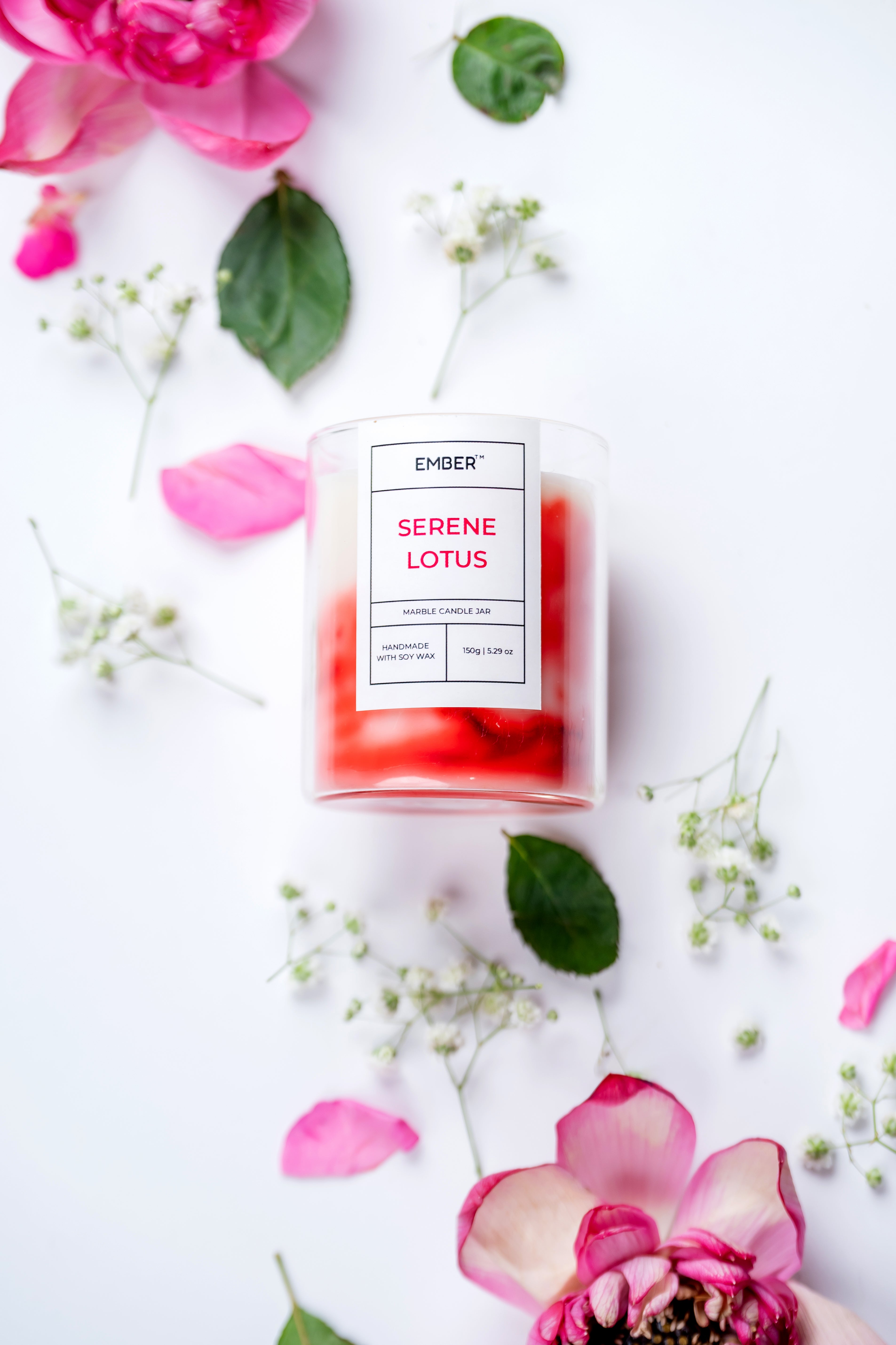 Serene Lotus Marble Soy Wax Candle | EMBER™ Marble Mystique