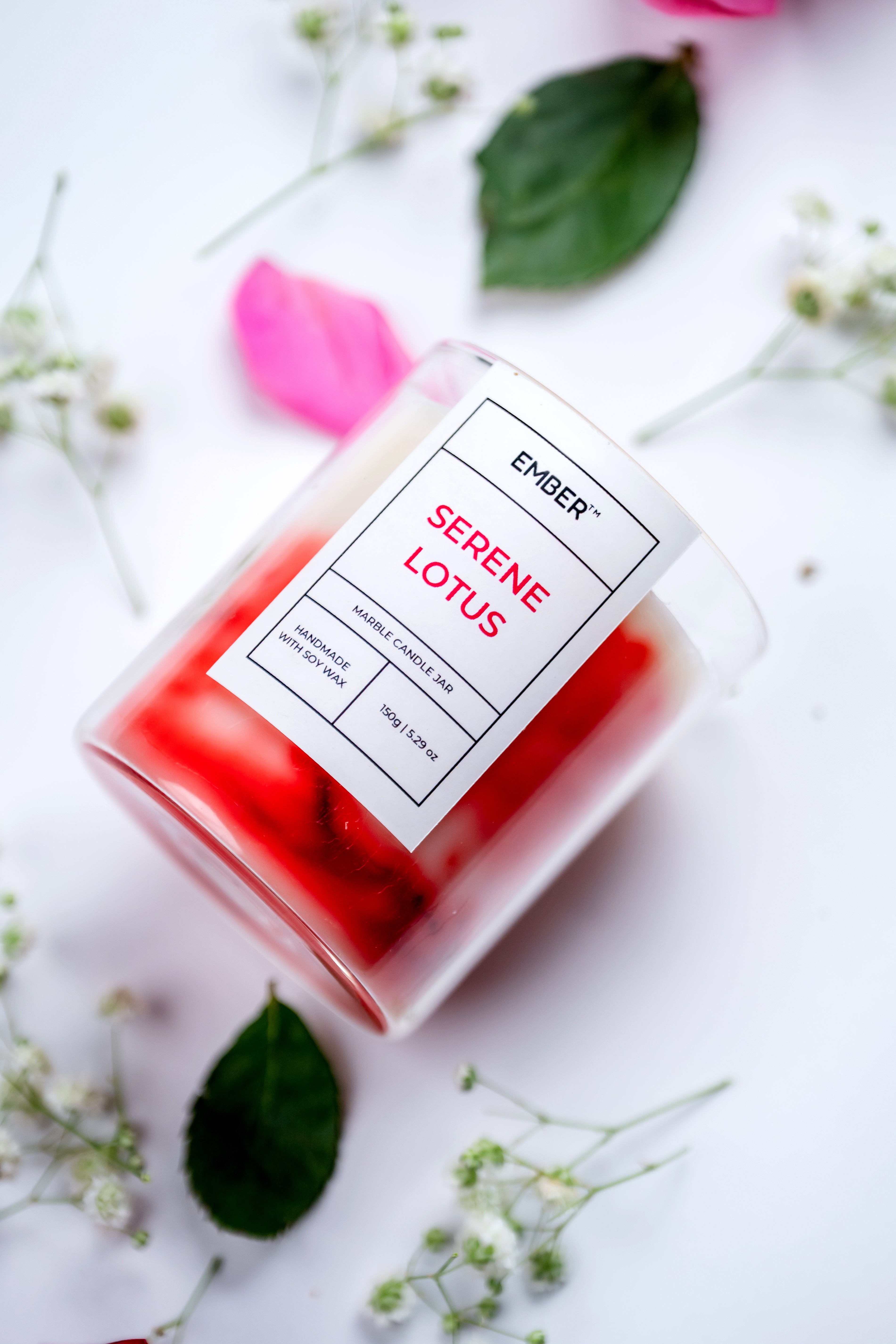 Serene Lotus Marble Soy Wax Candle | EMBER™ Marble Mystique