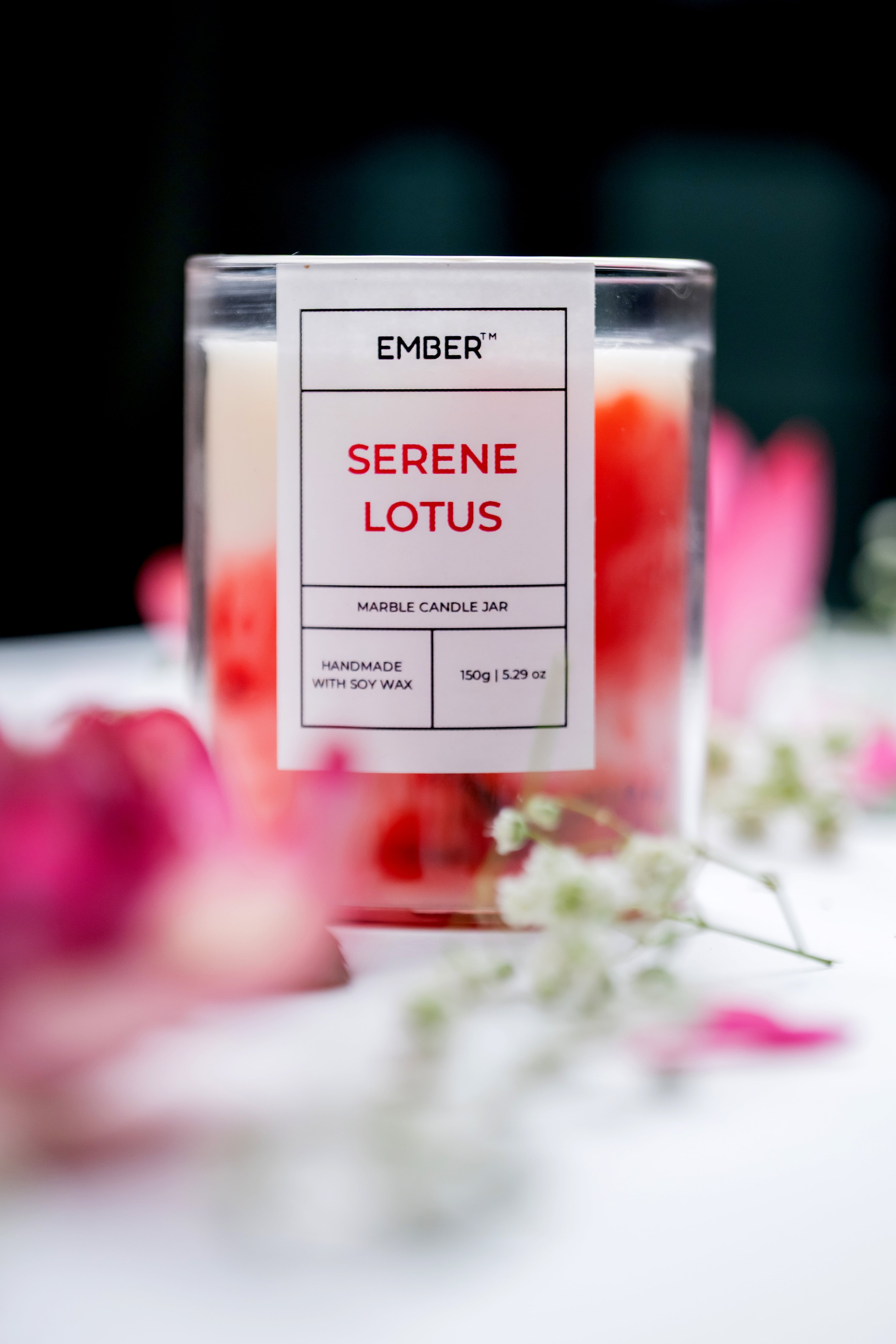 Serene Lotus Marble Soy Wax Candle | EMBER™ Marble Mystique