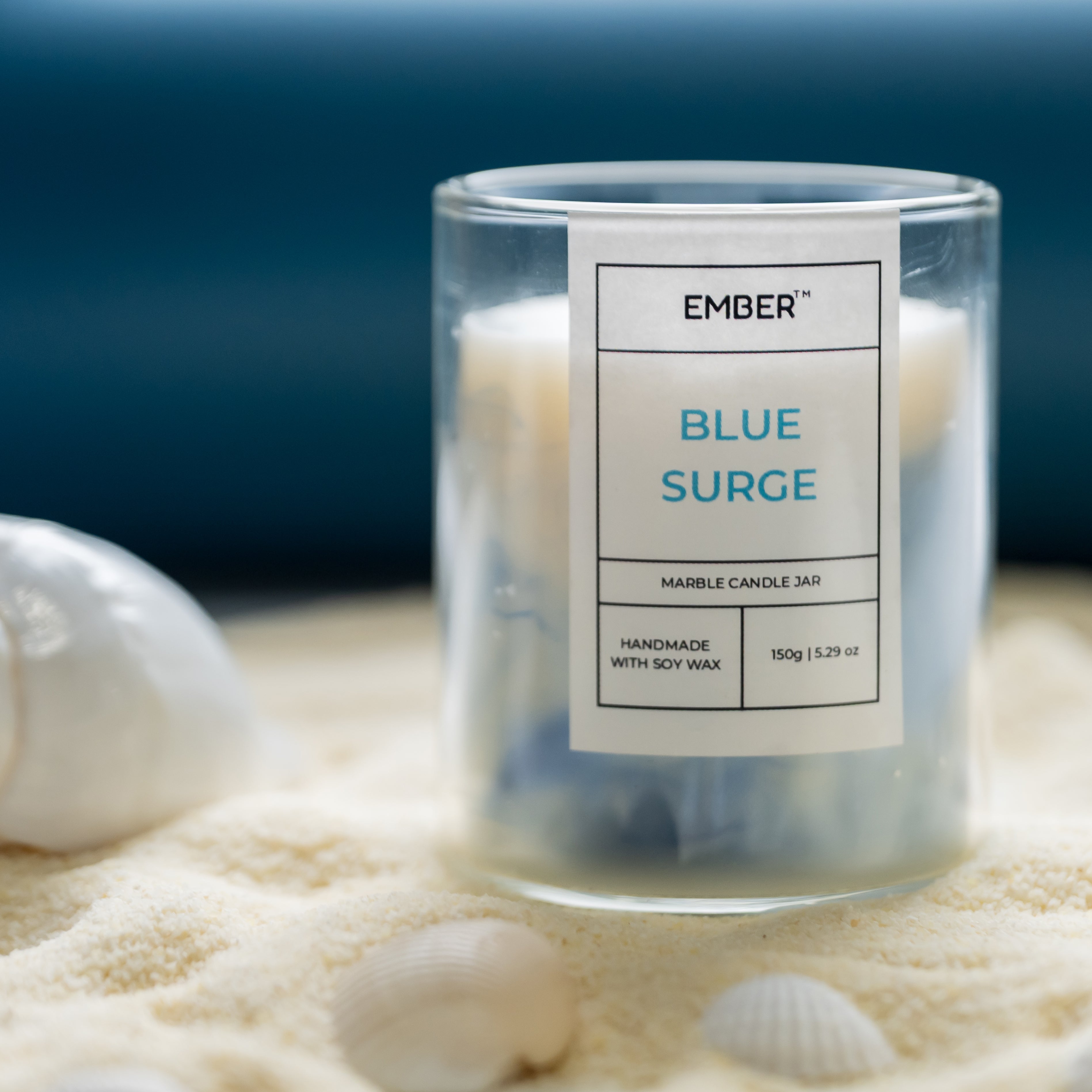 Blue Surge Marble Soy Wax Candle | EMBER™ Marble Mystique
