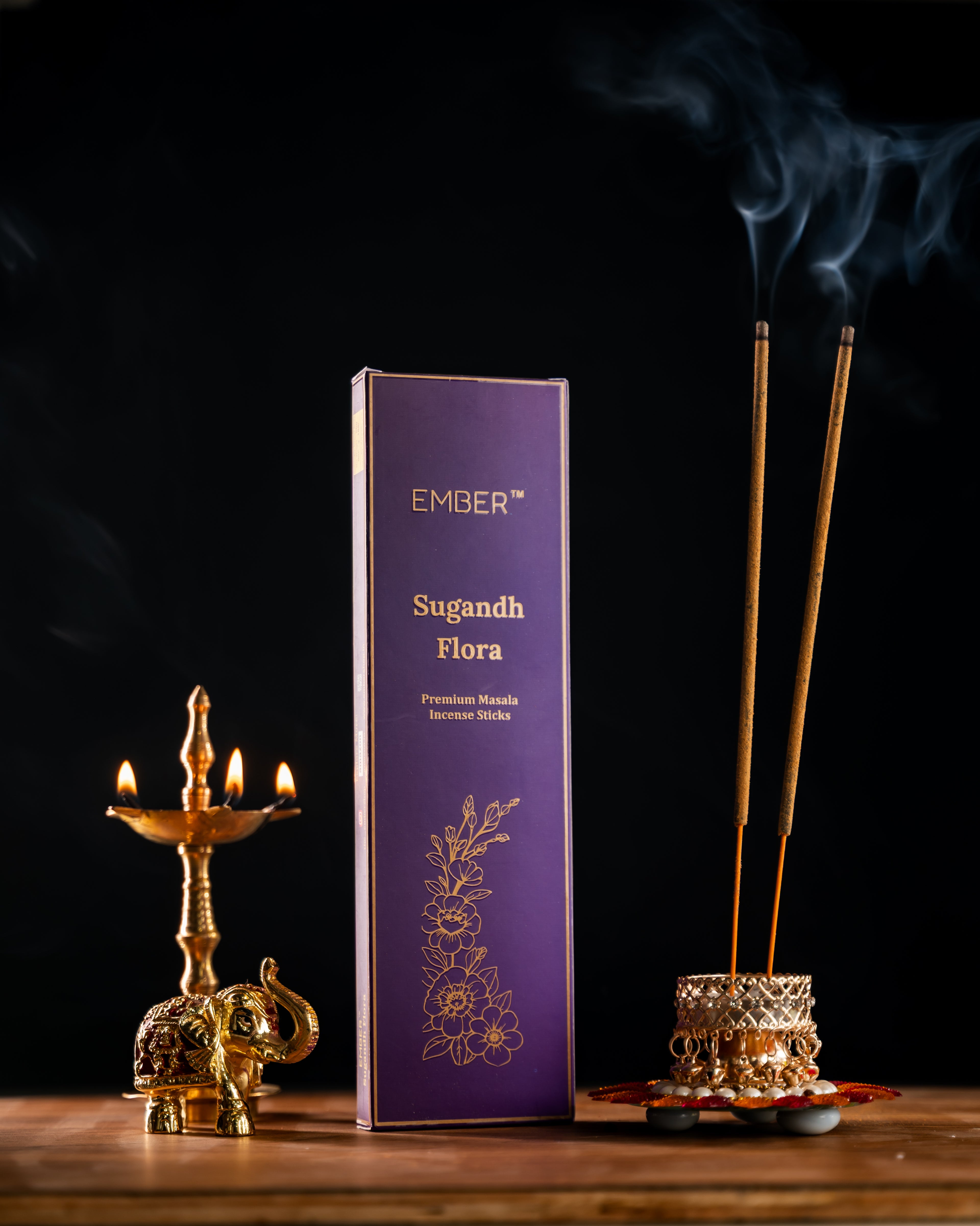 Sugandh Flora Premium Masala Agarbatti (50g)| EMBER™ Masala Incense Sticks